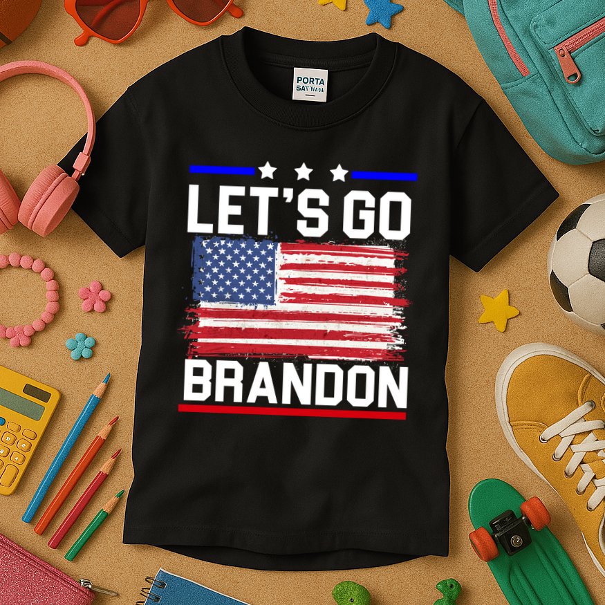 Let's Go Brandon Biden Chant American Flag Kids T-Shirt