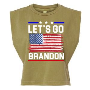 Let's Go Brandon Biden Chant American Flag Garment-Dyed Women's Muscle Tee