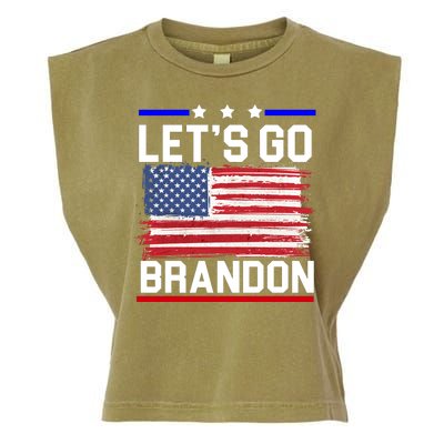 Let's Go Brandon Biden Chant American Flag Garment-Dyed Women's Muscle Tee