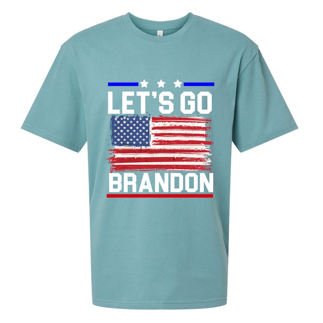 Let's Go Brandon Biden Chant American Flag Sueded Cloud Jersey T-Shirt