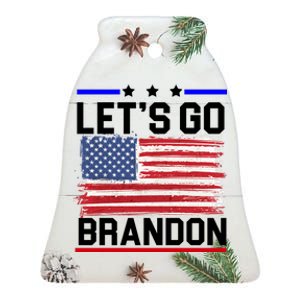 Let's Go Brandon Biden Chant American Flag Ceramic Bell Ornament