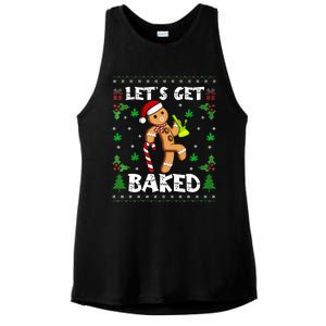 Let's Get Baked Gingerbread Man Weed Funny Christmas Cookie  Ladies PosiCharge Tri-Blend Wicking Tank