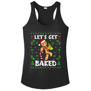 Let's Get Baked Gingerbread Man Weed Funny Christmas Cookie  Ladies PosiCharge Competitor Racerback Tank