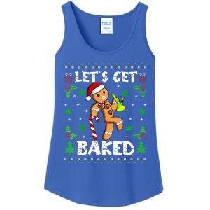 Let's Get Baked Gingerbread Man Weed Funny Christmas Cookie  Ladies Essential Tank