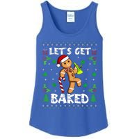 Let's Get Baked Gingerbread Man Weed Funny Christmas Cookie  Ladies Essential Tank