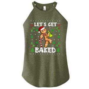 Let's Get Baked Gingerbread Man Weed Funny Christmas Cookie  Women's Perfect Tri Rocker Tank