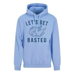 Lets Get Basted Turkey Day Funny Thanksgiving Leg Day Gift Unisex Surf Hoodie