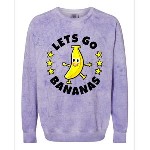 Lets Go Bananas | Funny Fruit Pun | Banana Colorblast Crewneck Sweatshirt