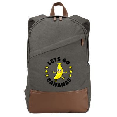 Lets Go Bananas | Funny Fruit Pun | Banana Cotton Canvas Backpack