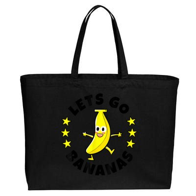 Lets Go Bananas | Funny Fruit Pun | Banana Cotton Canvas Jumbo Tote