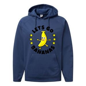 Lets Go Bananas | Funny Fruit Pun | Banana Performance Fleece Hoodie