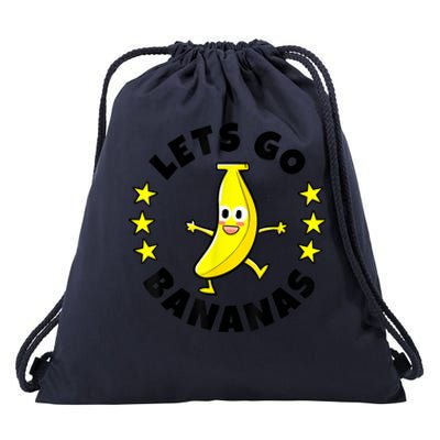 Lets Go Bananas | Funny Fruit Pun | Banana Drawstring Bag