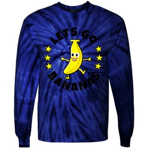 Lets Go Bananas | Funny Fruit Pun | Banana Tie-Dye Long Sleeve Shirt