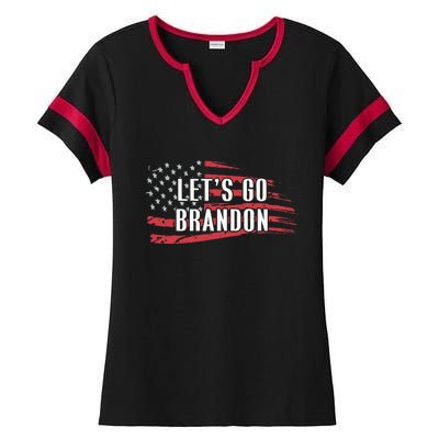 Lets Go Brandon LetS Go Brandon Usa Flag Ladies Halftime Notch Neck Tee