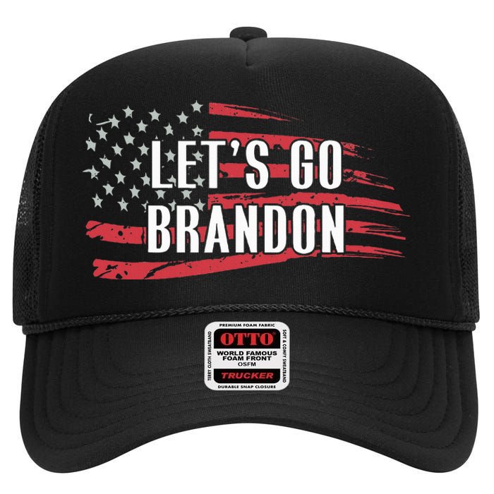 Lets Go Brandon LetS Go Brandon Usa Flag High Crown Mesh Back Trucker Hat