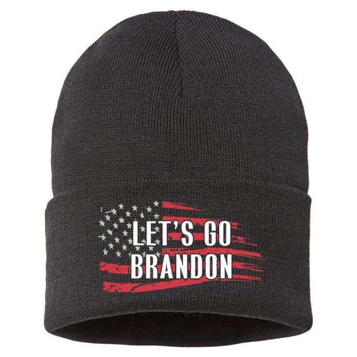 Lets Go Brandon LetS Go Brandon Usa Flag Sustainable Knit Beanie