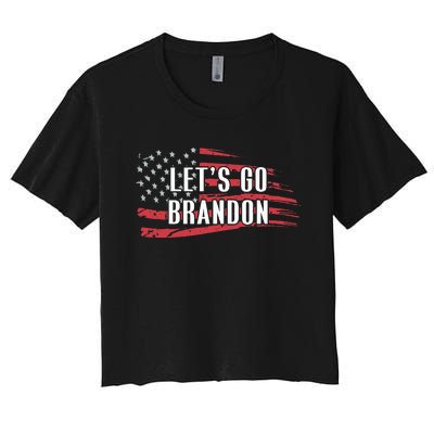 Lets Go Brandon LetS Go Brandon Usa Flag Women's Crop Top Tee