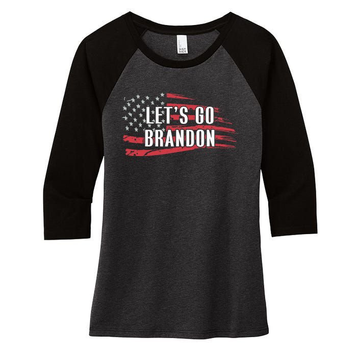 Lets Go Brandon LetS Go Brandon Usa Flag Women's Tri-Blend 3/4-Sleeve Raglan Shirt