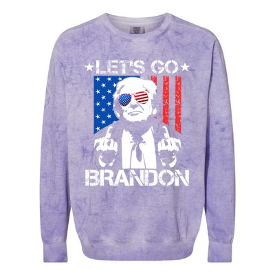 LetS Go Brandon Pro Trump 2024 Flag Anti Joe Biden Gift Colorblast Crewneck Sweatshirt