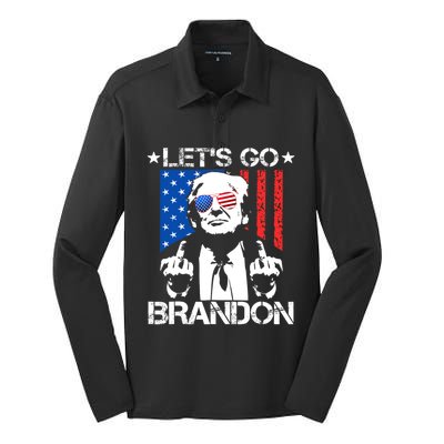 LetS Go Brandon Pro Trump 2024 Flag Anti Joe Biden Gift Silk Touch Performance Long Sleeve Polo