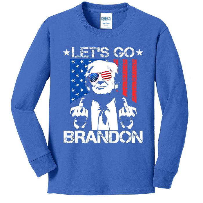 LetS Go Brandon Pro Trump 2024 Flag Anti Joe Biden Gift Kids Long Sleeve Shirt