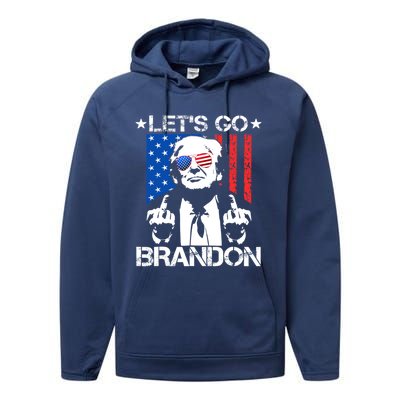 LetS Go Brandon Pro Trump 2024 Flag Anti Joe Biden Gift Performance Fleece Hoodie