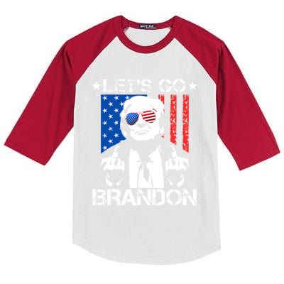 LetS Go Brandon Pro Trump 2024 Flag Anti Joe Biden Gift Kids Colorblock Raglan Jersey