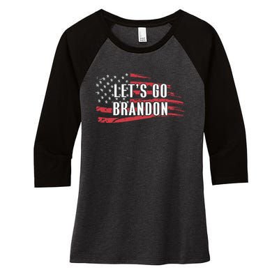 Lets Go Brandon LetS Go Brandon Usa Flag Women's Tri-Blend 3/4-Sleeve Raglan Shirt