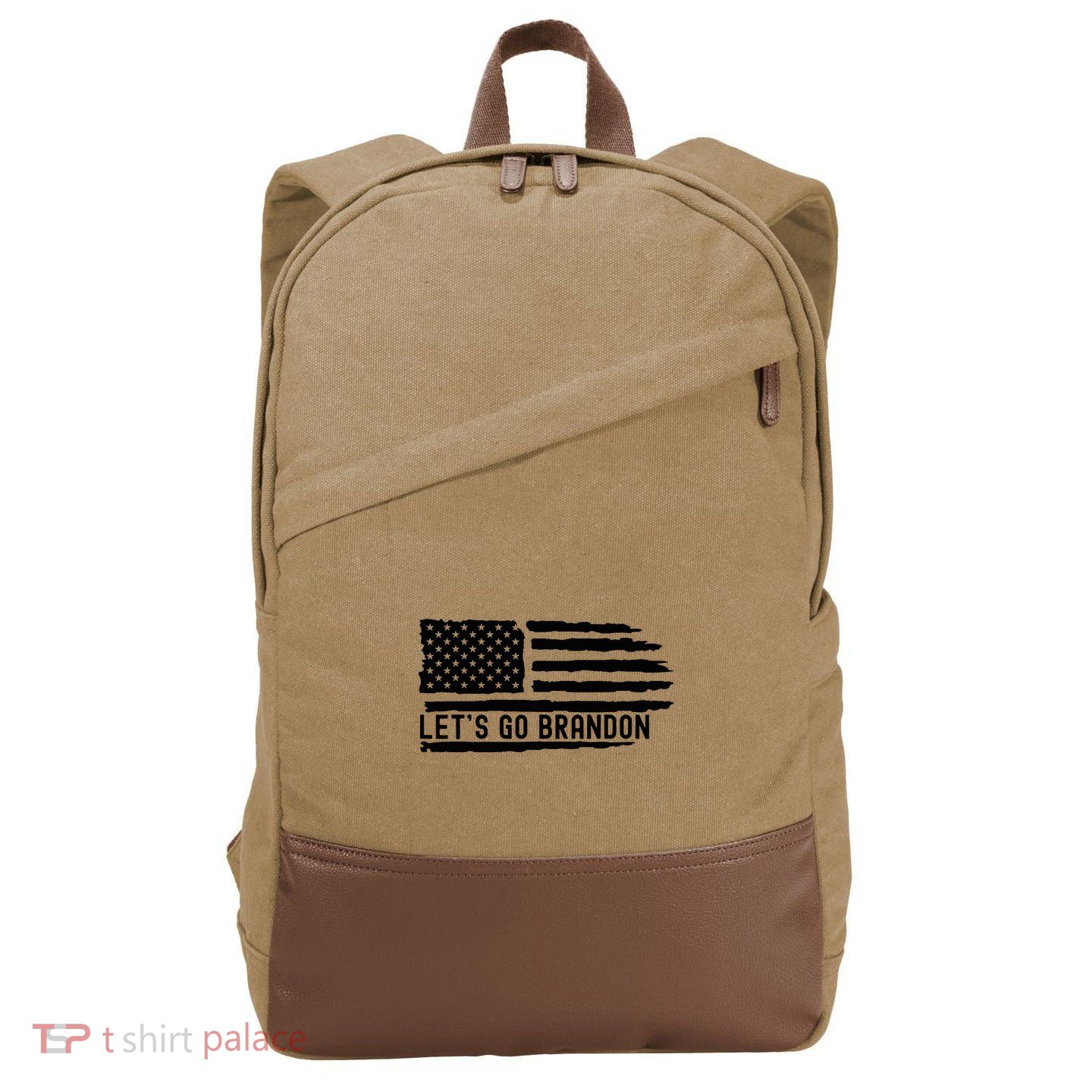 LetS Go Brandon Flag Sunglasses Cotton Canvas Backpack