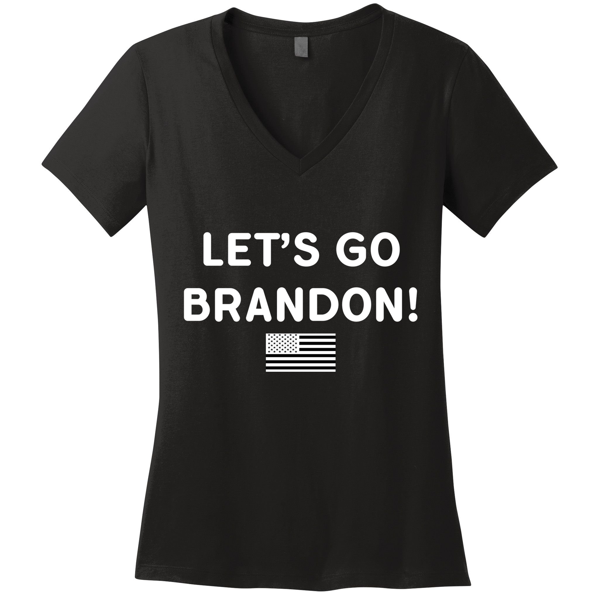 Let's Go Brandon Biden Chant Grey Style USD Flag Women's V-Neck T-Shirt