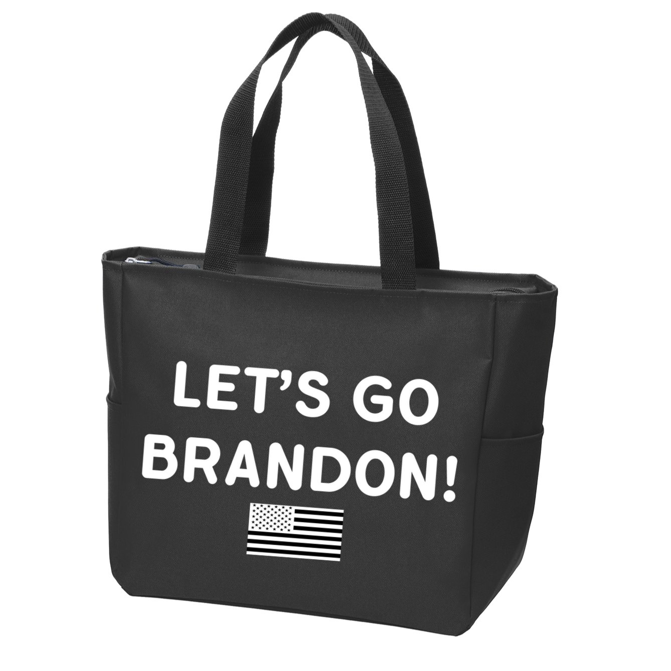 Let's Go Brandon Biden Chant Grey Style USD Flag Zip Tote Bag