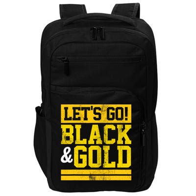Let's Go Black & Gold Team Favorite Colors Vintage Game Day Impact Tech Backpack