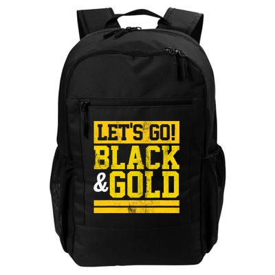 Let's Go Black & Gold Team Favorite Colors Vintage Game Day Backpack