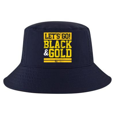 Let's Go Black & Gold Team Favorite Colors Vintage Game Day Cool Comfort Performance Bucket Hat