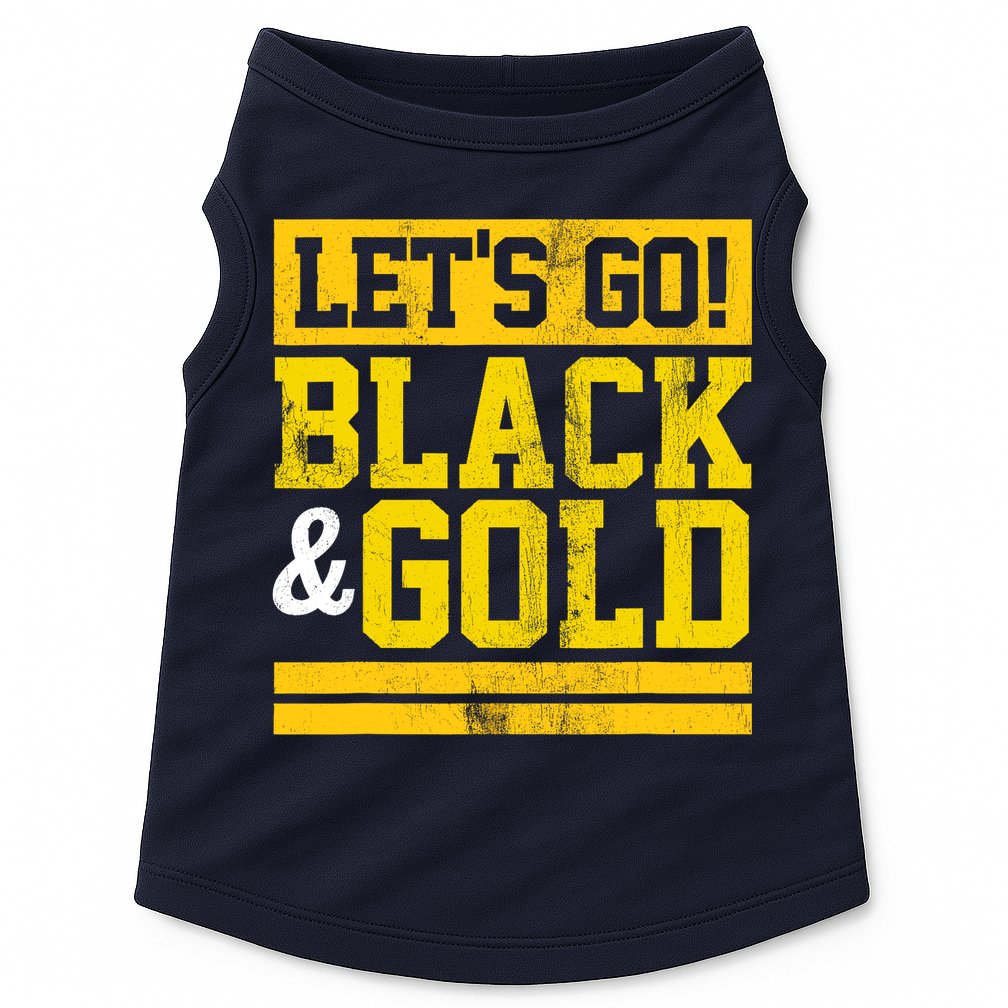Let's Go Black & Gold Team Favorite Colors Vintage Game Day Doggie Tank