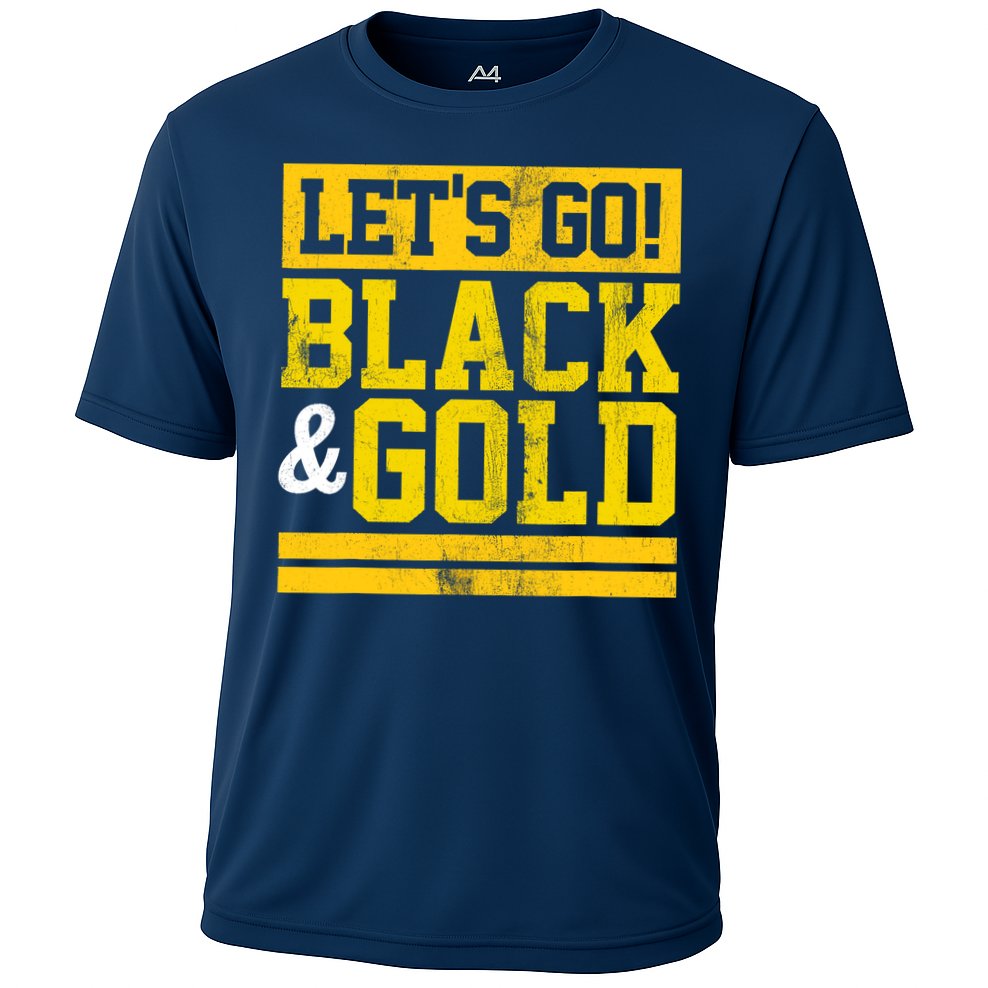 Let's Go Black & Gold Team Favorite Colors Vintage Game Day Cooling Performance Crew T-Shirt