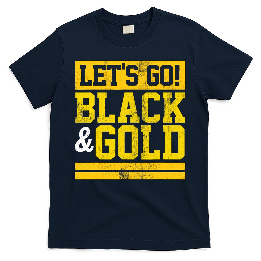 Let's Go Black & Gold Team Favorite Colors Vintage Game Day T-Shirt