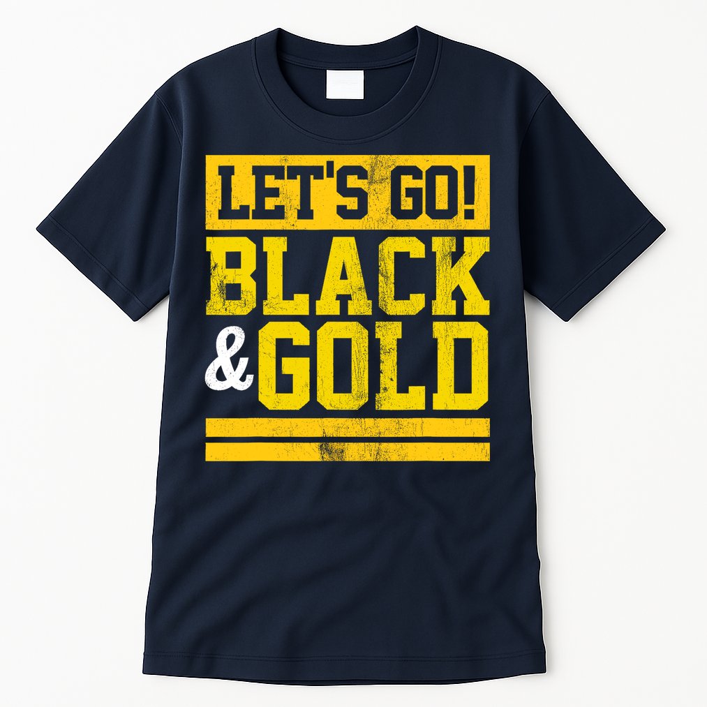 Let's Go Black & Gold Team Favorite Colors Vintage Game Day Tall T-Shirt