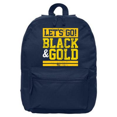 Let's Go Black & Gold Team Favorite Colors Vintage Game Day 16 in Basic Backpack
