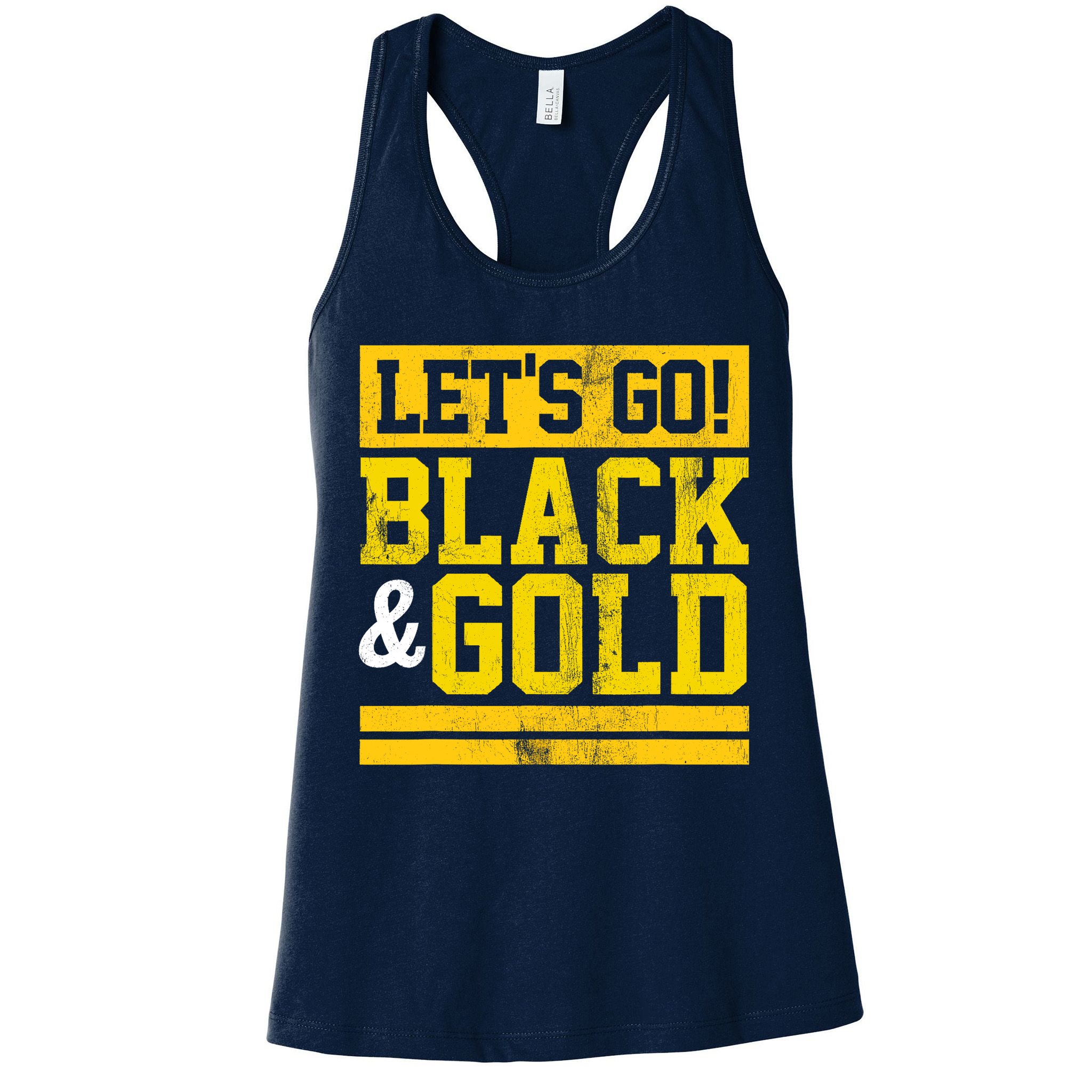 Let's Go Black & Gold Team Favorite Colors Vintage Game Day Womens Tank Top