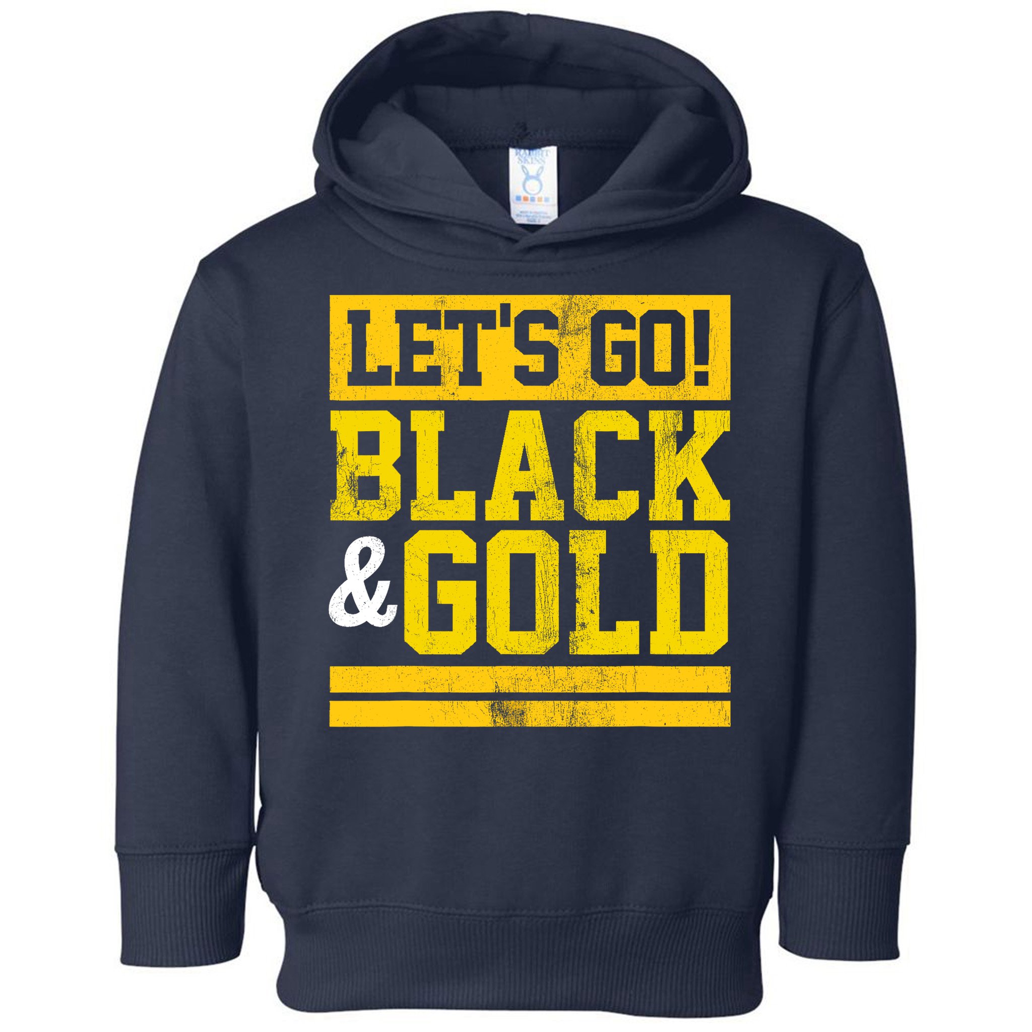 Let's Go Black & Gold Team Favorite Colors Vintage Game Day Toddler Hoodie