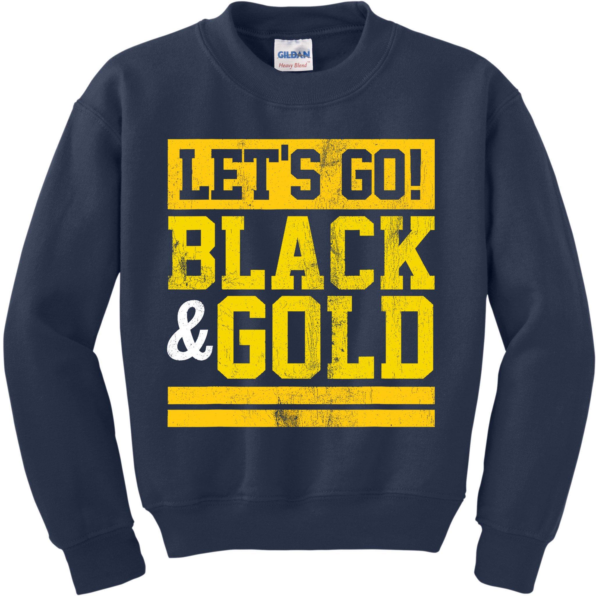 Let's Go Black & Gold Team Favorite Colors Vintage Game Day Kids Sweatshirt