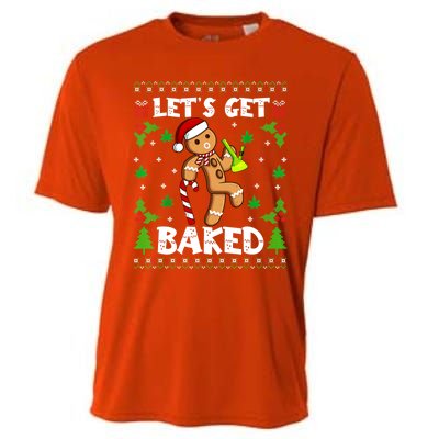 LetS Get Baked Gingerbread Weed Funny Christmas Cookie Gift Cooling Performance Crew T-Shirt