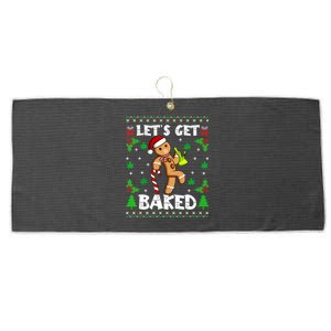 LetS Get Baked Gingerbread Weed Funny Christmas Cookie Gift Large Microfiber Waffle Golf Towel