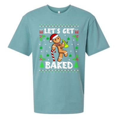 LetS Get Baked Gingerbread Weed Funny Christmas Cookie Gift Sueded Cloud Jersey T-Shirt