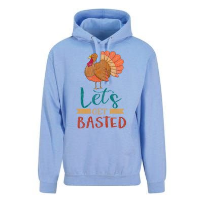 Lets Get Basted Turkey Thanksgiving Matching Family Group Funny Gift Unisex Surf Hoodie