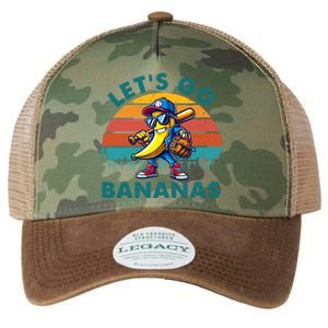 Lets Go Bananas Baseball Player Retro Sunset Legacy Tie Dye Trucker Hat