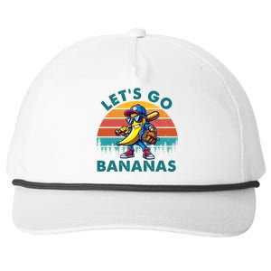 Lets Go Bananas Baseball Player Retro Sunset Snapback Five-Panel Rope Hat