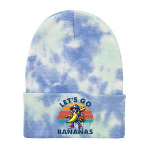 Lets Go Bananas Baseball Player Retro Sunset Tie Dye 12in Knit Beanie