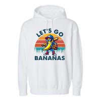 Lets Go Bananas Baseball Player Retro Sunset Garment-Dyed Fleece Hoodie